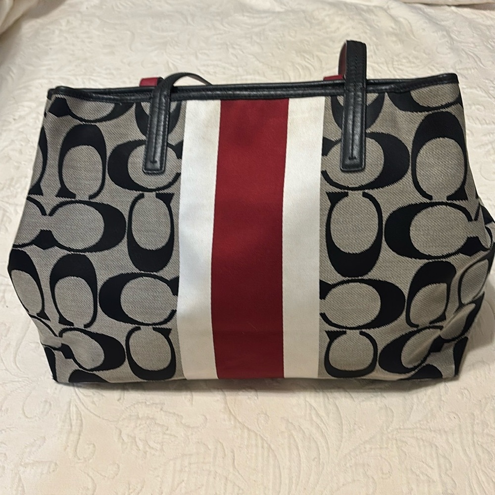 Coach Signature stripe 19998 Hamptons weekend Tote bag